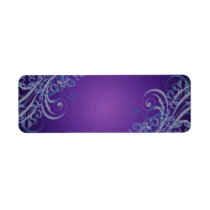 Elegant Blue Scroll Purple Blank Address Label