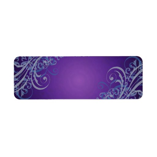 Elegant Blue Scroll Purple Blank Address Label