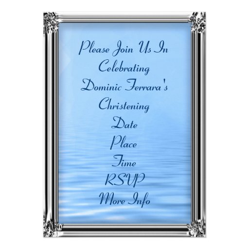 Elegant Blue & Silver Christening Invitations