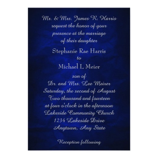 Elegant Blue Silver Winter Wedding Invitation