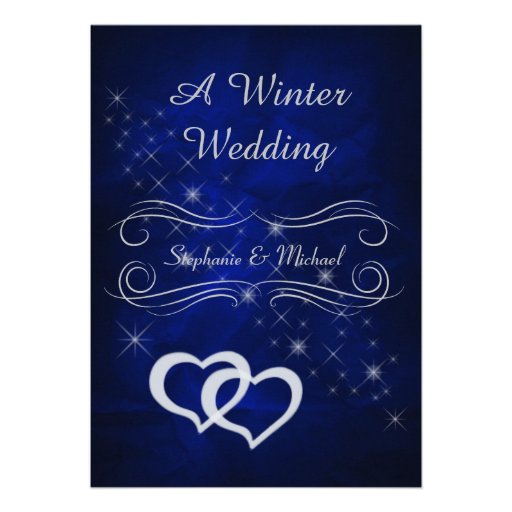 Elegant Blue Silver Winter Wedding Invitation