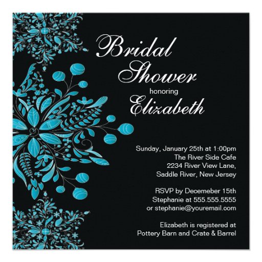 Elegant Blue Snowflakes Winter Bridal Shower Invites
