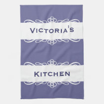 Elegant blue stripe name kitchen tea towel kitchen towels
