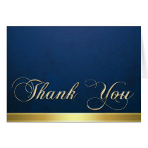 Elegant Blue Texture Modern Gold Thank You Card