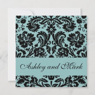 Elegant Blue Tiffany Damask Wedding Invitation invitation