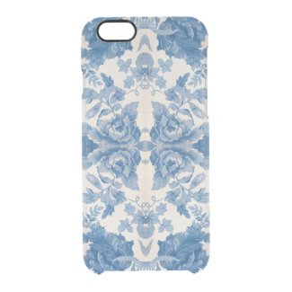 Elegant blue vintage floral uncommon clearly™ deflector iPhone 6 case