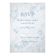 Elegant Blue Vintage Wedding RSVP Personalized Announcements