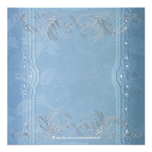Elegant Blue White Baby Boy Christening Invite