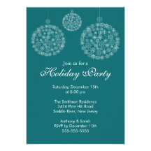 Elegant Blue & White Holiday Christmas Party Custom Announcements