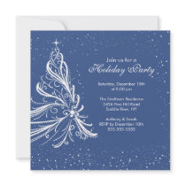 Elegant  Blue & White Holiday Party Invitation
