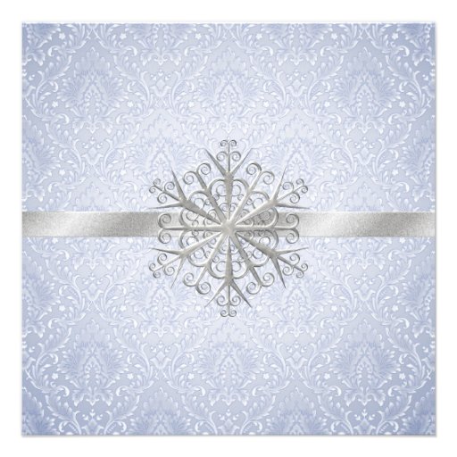 Elegant Blue Winter Snow Wedding Invitation