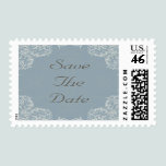 Elegant Blue with White Swirls Wedding stamps