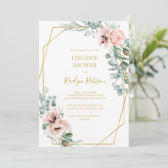 Elegant Blush Floral Lingerie Shower Invitation Zazzle