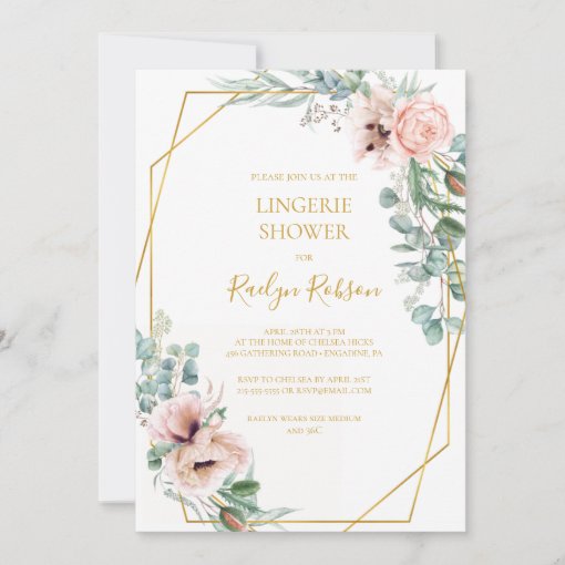 Elegant Blush Floral Lingerie Shower Invitation Zazzle