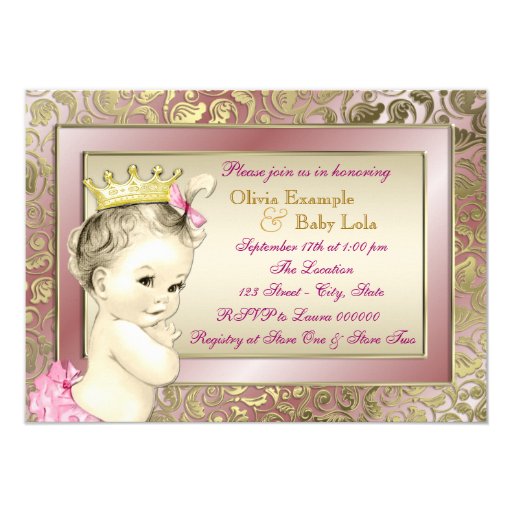 Elegant Blush Pink Girls Tea Party Baby Shower Invitations