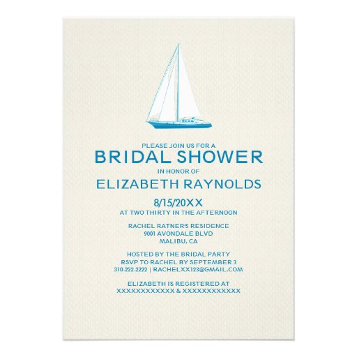 Elegant Boat Bridal Shower Invitations