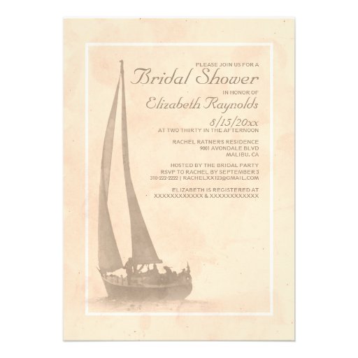 Elegant Boats Bridal Shower Invitations