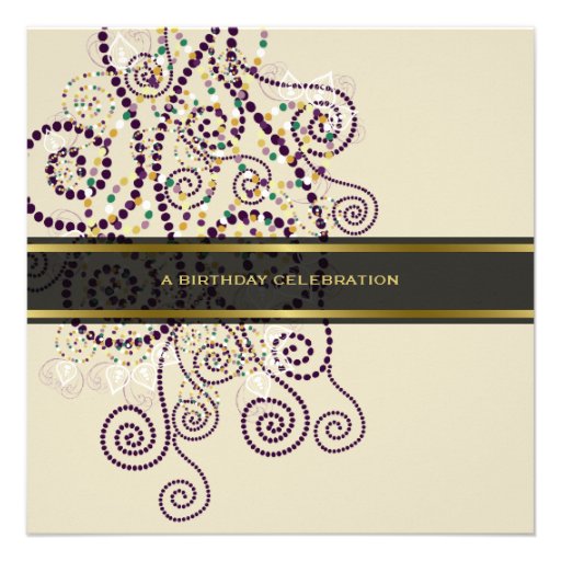 Elegant Boho Purple Spirals Birthday Party Invite