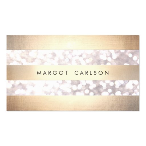 Elegant Bokeh Gold Striped Light Gray Chic Business Card Templates (front side)