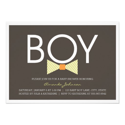 Elegant Bow Tie Boy Baby Shower Invitations