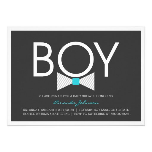 Elegant Bow Tie Boy Baby Shower Invitations (front side)