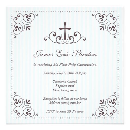 Elegant boys christening/baptism/first communion personalized announcement