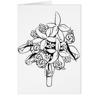 Elegant Bridal Bouquet Clipart Greeting Card by White Wedding Custom Invite