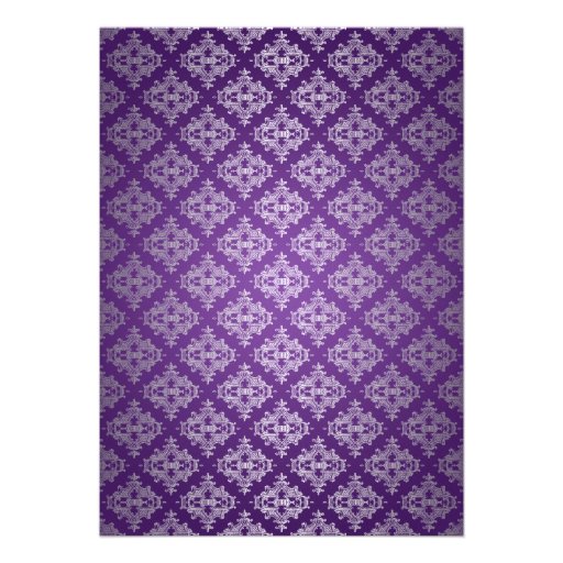 Elegant Bridal Shower Birds & Diamonds Purple Personalized Invitations