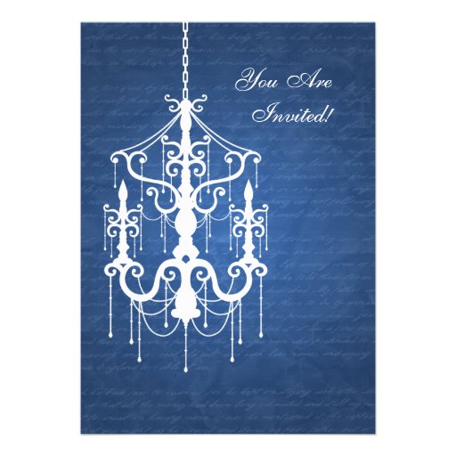 Elegant Bridal Shower Chandelier Blue Announcements
