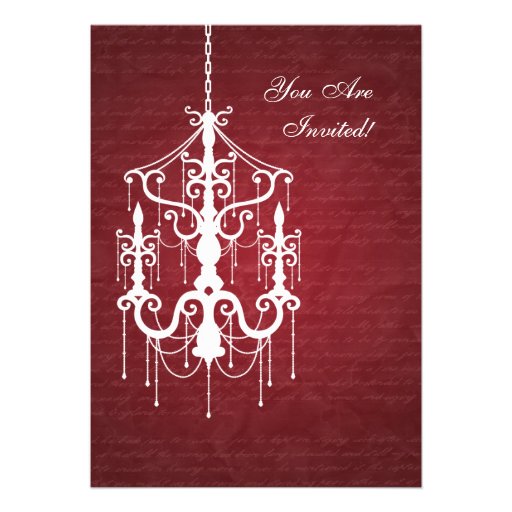 Elegant Bridal Shower Chandelier Red Card