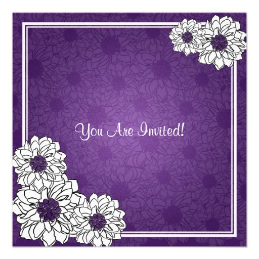 Elegant Bridal Shower Dahlia Floral  Purple Personalized Invite