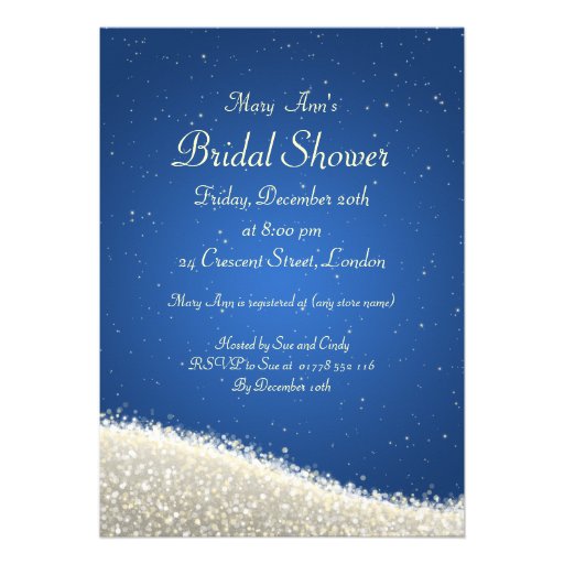 Elegant Bridal Shower Dazzling Sparkles Blue Card