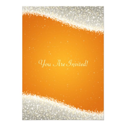 Elegant Bridal Shower Dazzling Sparkles Orange Personalized Invitations