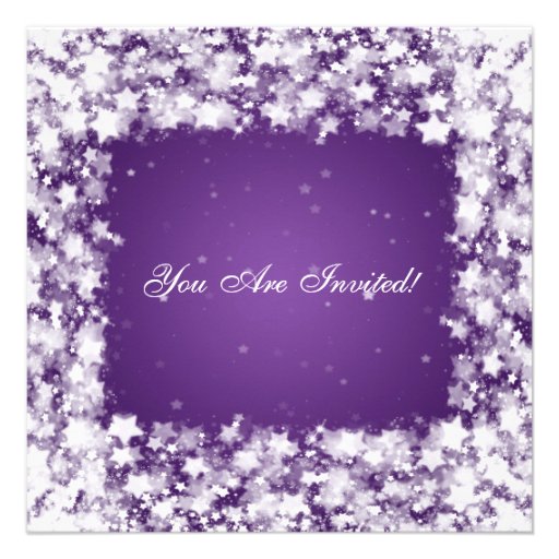 Elegant Bridal Shower Dazzling Stars Purple Invitations