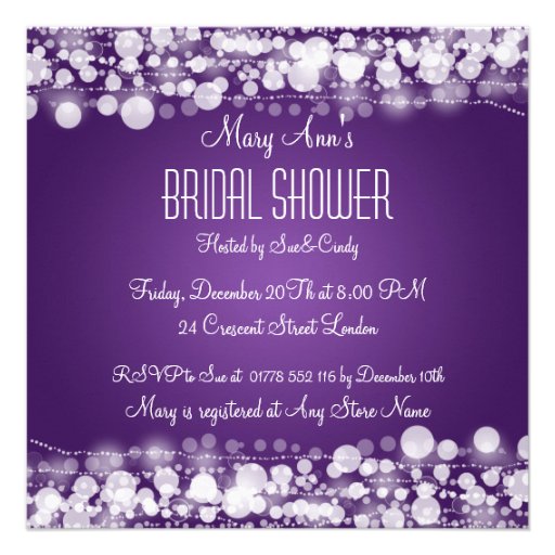 Elegant Bridal Shower  Dotted Purple Personalized Announcement