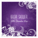 Elegant Bridal Shower  Floral Swirls Purple Custom Announcements
