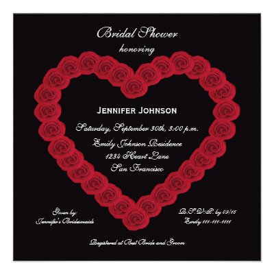 Elegant Bridal Shower Invitation Bridal Rose Heart