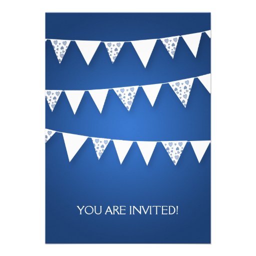 Elegant Bridal Shower Love Bunting Blue Invites