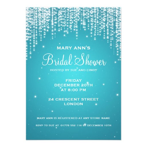 Elegant Bridal Shower Night Dazzle Blue Personalized Invitation