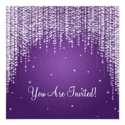 Elegant Bridal Shower Night Dazzle Purple Personalized Invite
