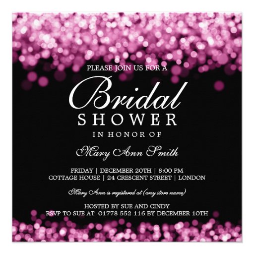 Elegant Bridal Shower Pink Lights Invitation