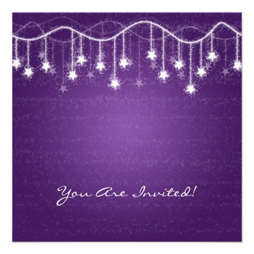Elegant Bridal Shower Shimmering Stars Purple Announcements