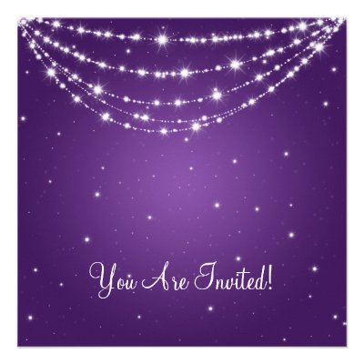 Elegant Bridal Shower Sparkling Chain Purple Custom Invites