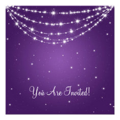 Elegant Bridal Shower Sparkling Chain Purple Custom Invites