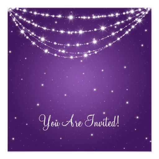 Elegant Bridal Shower Sparkling Chain Purple Custom Invites (front side)