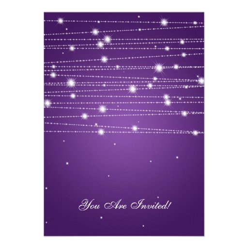 Elegant Bridal Shower Sparkling Lines Purple Custom Announcement