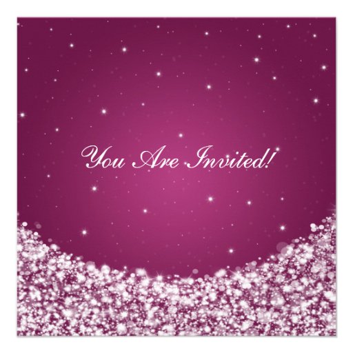 Elegant Bridal Shower Star Sparkle Berry Pink Personalized Announcements