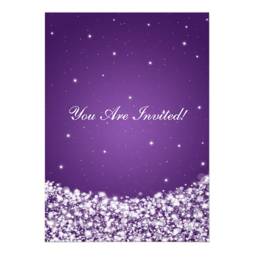Elegant Bridal Shower Star Sparkle Purple Personalized Invites