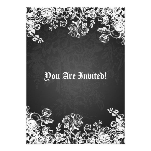 Elegant Bridal Shower Victorian Flourish Black Custom Announcement