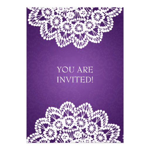 Elegant Bridal Shower Vintage Lace Purple Cards
